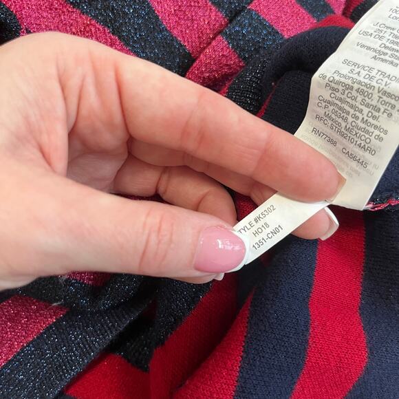 J. Crew Red Sparkle Stripe Turtleneck Sweater Size 3X - Picture 3 of 5